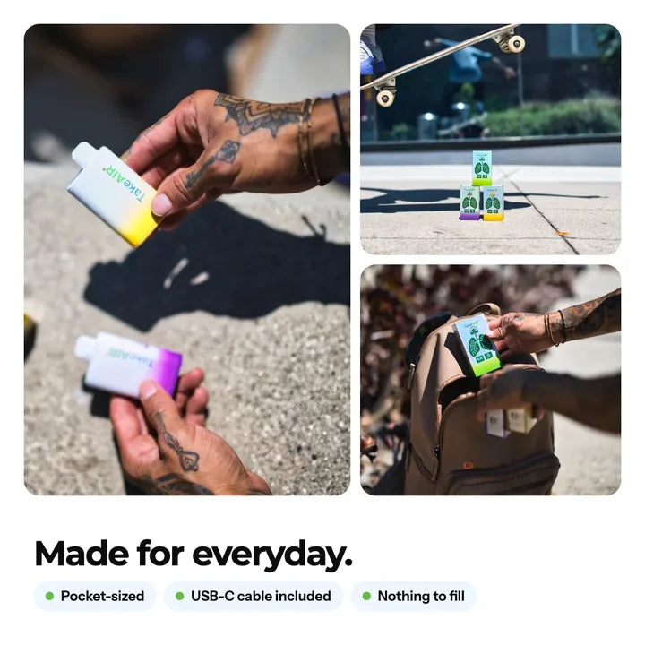 Made for everyday: pocket-sized, USB-C cable included, nothing to fill